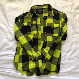 Wildfang Plaid Button Down Shirt Black Yellow Size Small